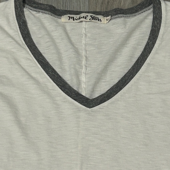 Michael Stars Tops - Women's Michael Stars WhiteGray Slub V-Neck T-Shirt - SMALL